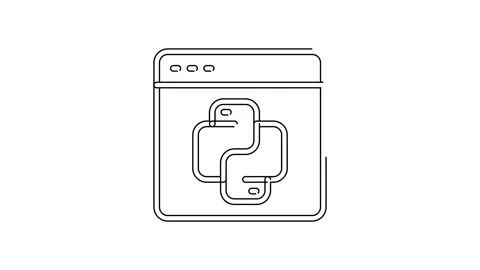 Black line Python programming language icon isolated on white background. Python Stock Footage 155481828