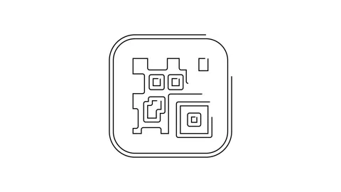 Black line QR code sample for smartphone scanning icon isolated on white Stock Footage 154100759