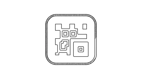 Black line QR code sample for smartphone scanning icon isolated on white Stock Footage 201586963