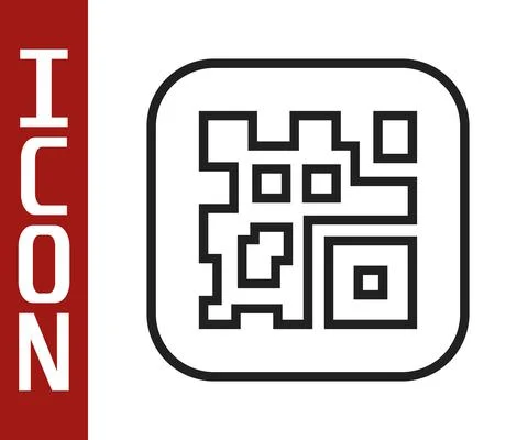 Black line QR code sample for smartphone scanning icon isolated on white イラスト素材