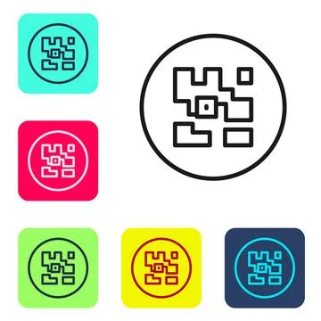 Black line QR code sample for smartphone scanning icon isolated on white Stock-Illustration