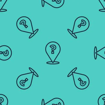 Black line Question mark icon isolated seamless pattern on green background. FAQ Stock Illustration