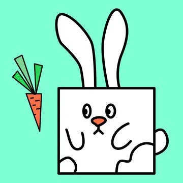 Black line rabbit Easter mascot holiday design art Stock Illustration