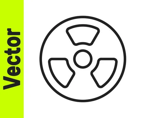 Black line Radioactive icon isolated on white background. Radioactive toxic Illustrazione stock