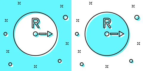 Black line Radius icon isolated on green and white background. Random dynamic Stock Illustration
