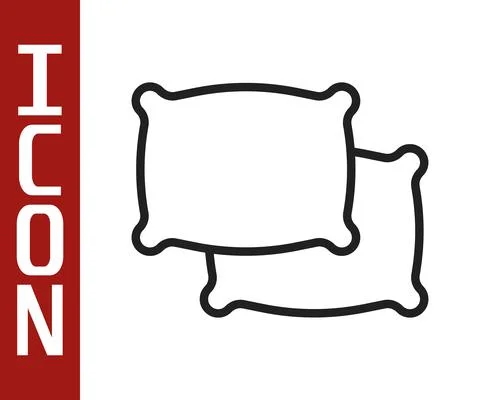 Black line Rectangular pillow icon isolated on white background. Cushion sign Illustrazione stock