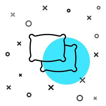 Black line Rectangular pillow icon isolated on white background. Cushion sign Stock Illustration