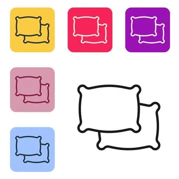 Black line Rectangular pillow icon isolated on white background. Cushion sign Ilustração Stock