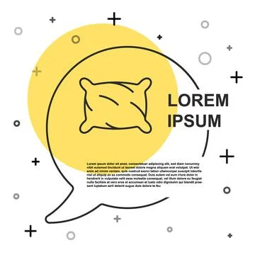 Black line Rectangular pillow icon isolated on white background. Cushion sign Ilustração Stock