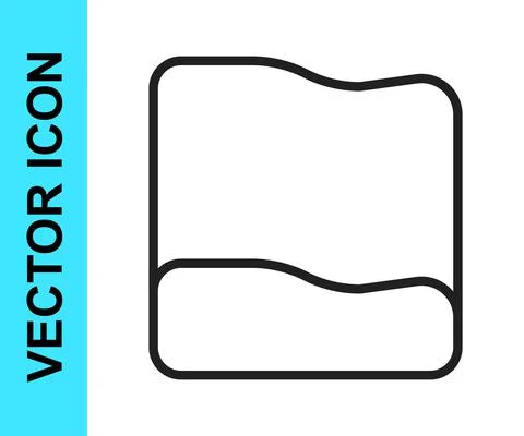 Black line Rectangular pillow icon isolated on white background. Cushion sign Stock Illustration