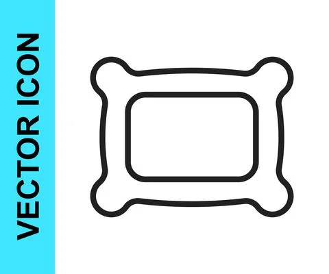 Black line Rectangular pillow icon isolated on white background. Cushion sign Stock Illustration