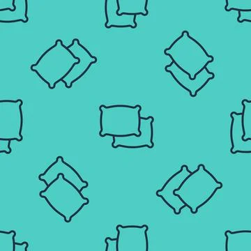 Black line Rectangular pillow icon isolated seamless pattern on green background 스톡 일러스트