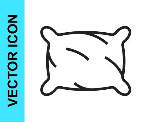 Black line Rectangular pillow icon isolated on white background. Cushion sign Stockillustratie