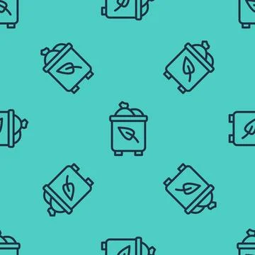 Black line Recycle bin with recycle symbol icon isolated seamless pattern on  Illustrazione stock