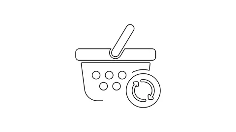 Black line Refresh shopping basket icon isolated on white background. Online Stock Footage 160223523