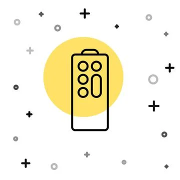 Black line Remote control icon isolated on white background. Random dynamic Stock Illustration