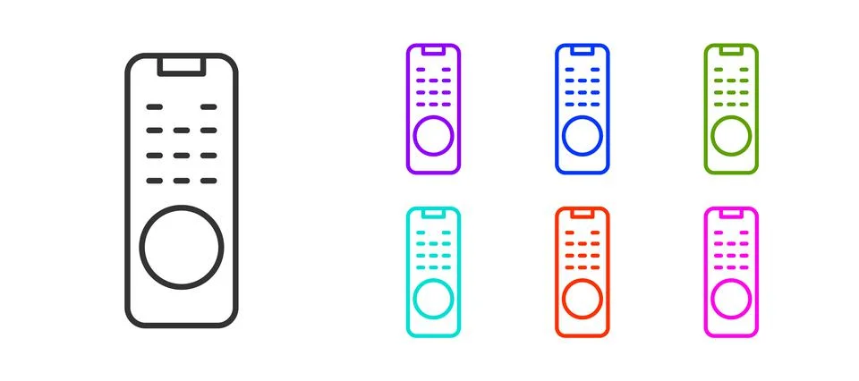 Black line Remote control icon isolated on white background. Set icons colorful Illustrazione stock