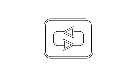 Black line Repeat button icon isolated on white background. 4K Video motion Stock Footage 156436097
