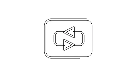 Black line Repeat button icon isolated on white background. 4K Video motion Stock Footage 160294421