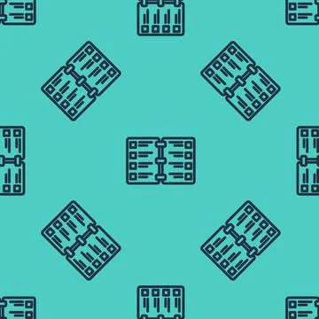 Black line Restaurant cafe menu icon isolated seamless pattern on green イラスト素材
