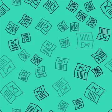 Black line Restaurant cafe menu icon isolated seamless pattern on green 스톡 일러스트