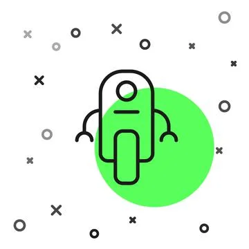Black line Robot icon isolated on white background. Artificial intelligence Illustrazione stock