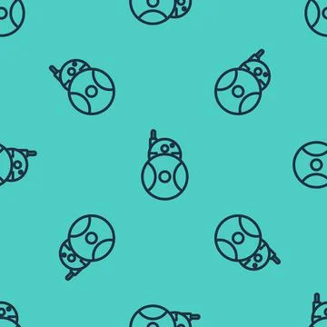 Black line Robot icon isolated seamless pattern on green background. Vector Stock Illustration