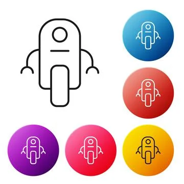Black line Robot icon isolated on white background. Artificial intelligence,  Stock Illustration