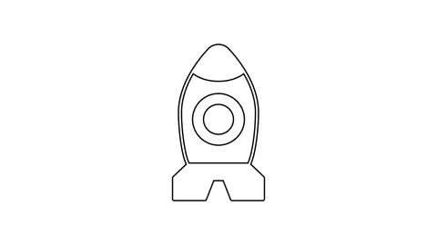 Black line Rocket ship toy icon Stock Video Pond5