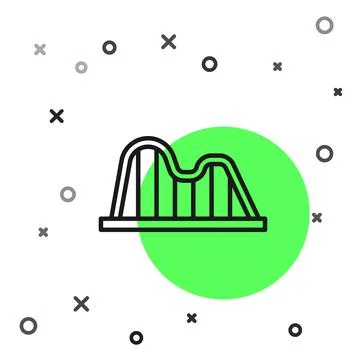 Black line Roller coaster icon isolated on white background. Amusement park 스톡 일러스트