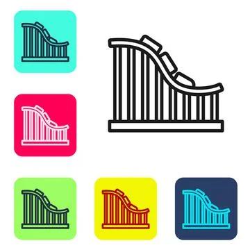 Black line Roller coaster icon isolated on white background. Amusement park Stock Illustration