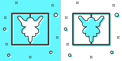 Black line Rorschach test icon isolated on green and white background. Psycho Illustrazione stock