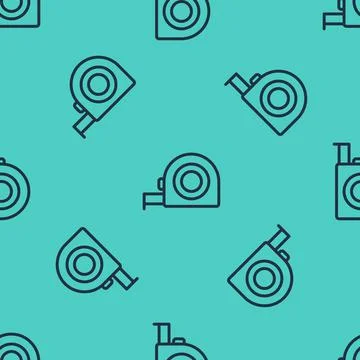 Black line Roulette construction icon isolated seamless pattern on green Stock Illustration