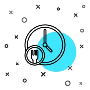 Black line Round the clock delivery icon isolated on white background. Random Stock Illustration