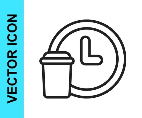 Black line Round the clock delivery icon isolated on white background. Vector Stock Illustration