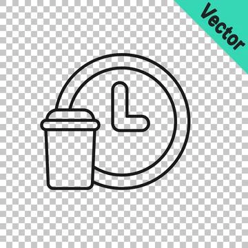 Black line Round the clock delivery icon isolated on transparent background Stock Illustration