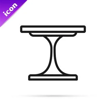 Black line Round table icon isolated on white background. Vector Illustrazione stock