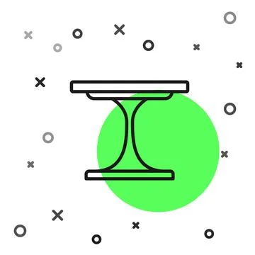 Black line Round table icon isolated on white background. Vector Illustrazione stock