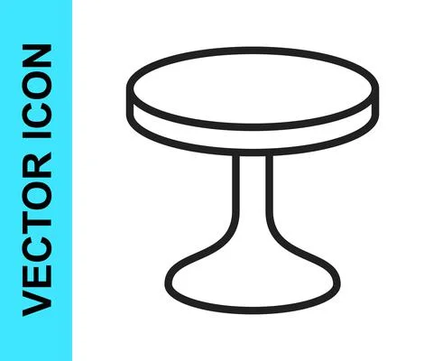Black line Round table icon isolated on white background. Vector Illustrazione stock