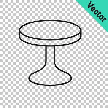 Black line Round table icon isolated on transparent background. Vector Illustrazione stock