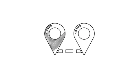 Black line Route location icon isolated on white background. Map pointer sign Stock Footage 201455965