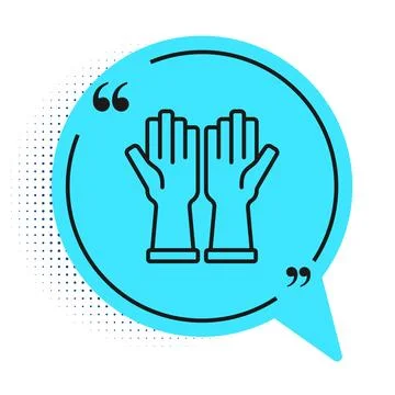 Black line Rubber gloves icon isolated on white background. Latex hand prot.. Stock Illustration