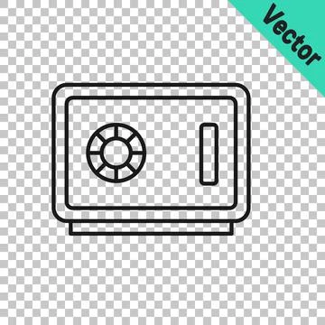 Black line Safe icon isolated on transparent background. The door safe a bank イラスト素材