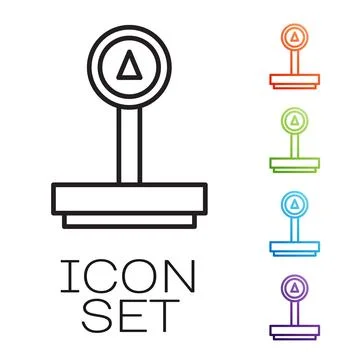Black line Scale icon isolated on white background. Logistic and delivery Stock Illustration