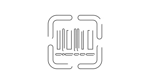 Black line Scanner scanning bar code icon isolated on white background. Barcode Stock Footage 154100204