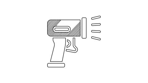 Black line Scanner scanning bar code icon isolated on white background. Barcode Stock-Footage 201586938