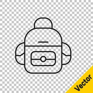 Black line School backpack icon isolated on transparent background. Vector Stockillustratie