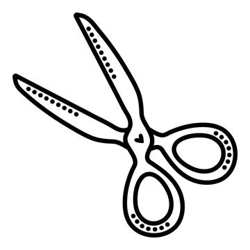 Black line scissors with dots Stock Illustration