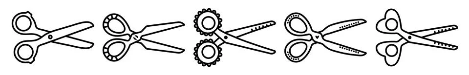 Black line scissors set Stock Illustration
