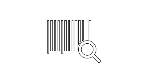 Black line Search barcode icon isolated on white background. Magnifying glass Stock Footage 160226352